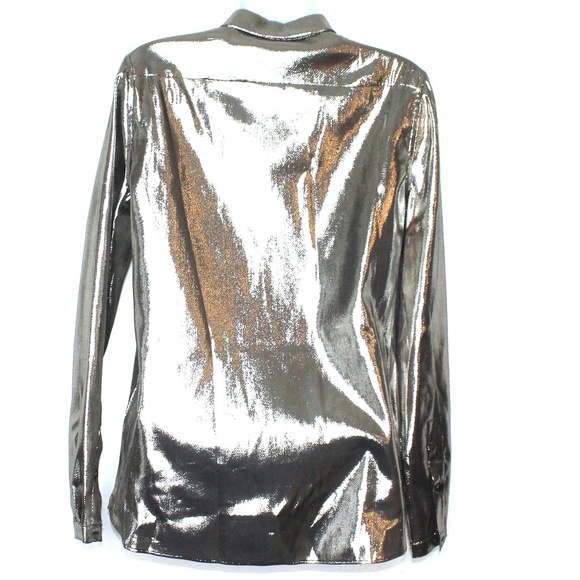 Burberry Button Up Shirt Silver Dipper Metallic - Picture 2 of 8